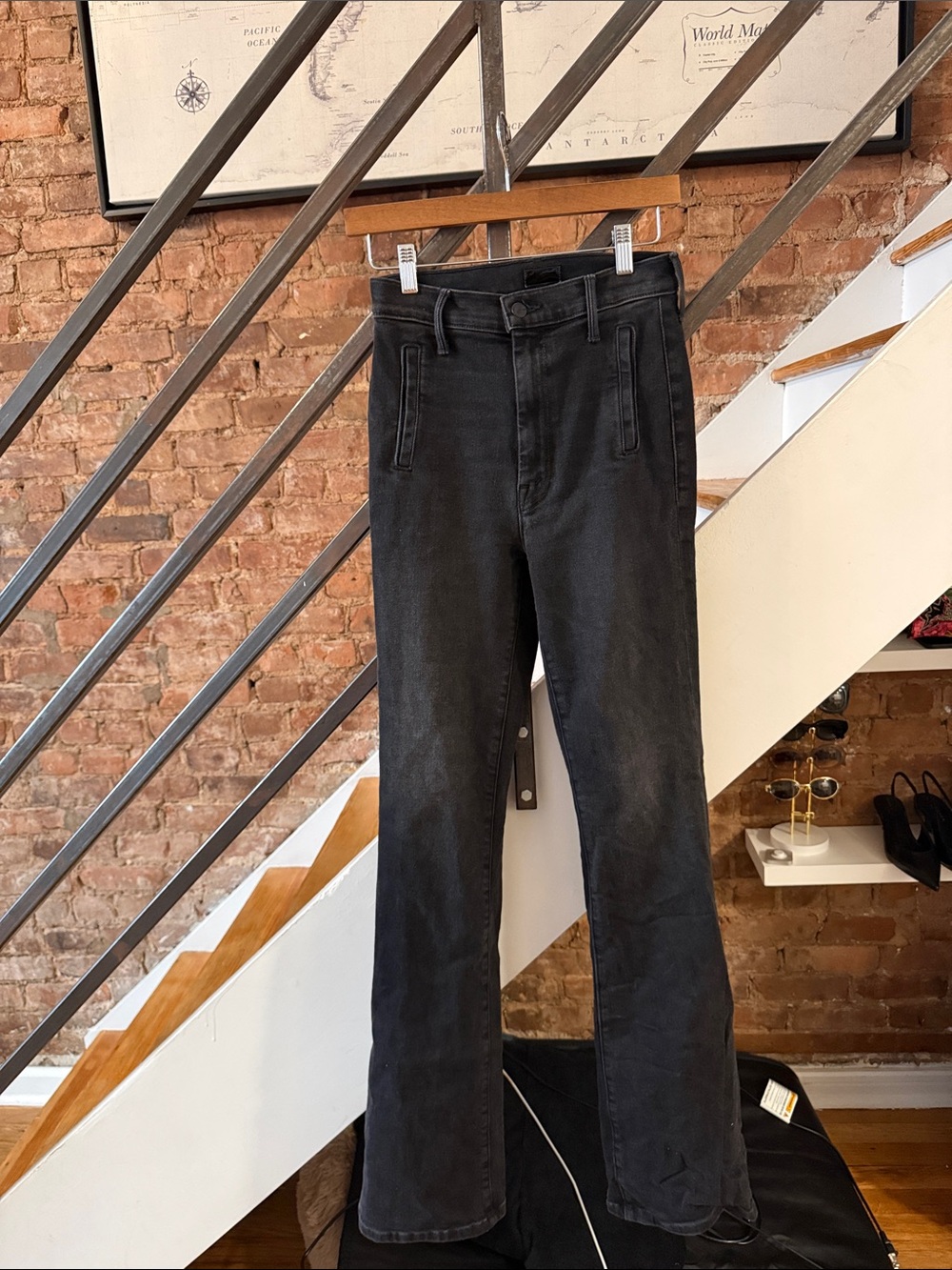 MOTHER Black High-Rise Straight Jeans